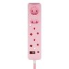 Switched 4 Way Surge Protected Multiplug 3M Braided Cord - Pink