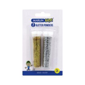 Marlin Kids Glitter 7g 2's Gold & Silver blister card x 12