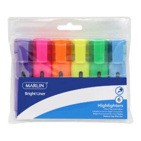 Marlin Bright Liners highlighter 6's assorted colours x 12